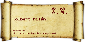Kolbert Milán névjegykártya