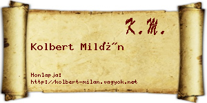 Kolbert Milán névjegykártya