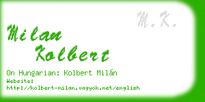 milan kolbert business card